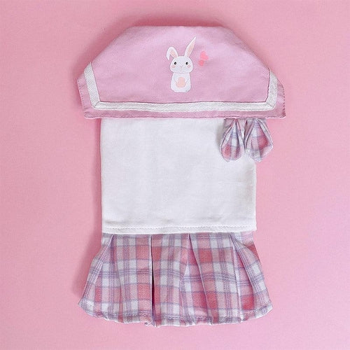 Cute Summer Cat Dress With Pleated Skirt And Rabbit Ears